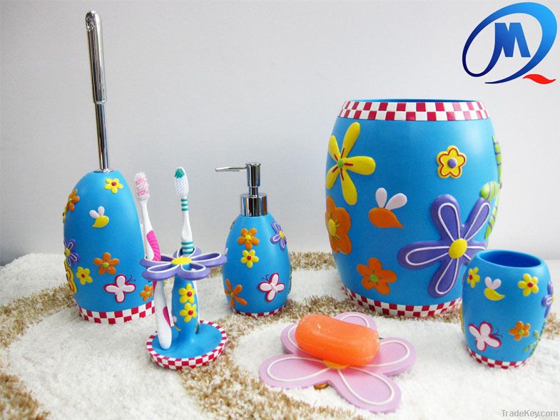 Colorful Cartoon Style Polyresin Bathroom Set