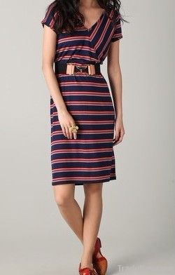 Women's V-neck striped dress