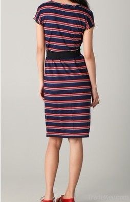 Women's V-neck striped dress