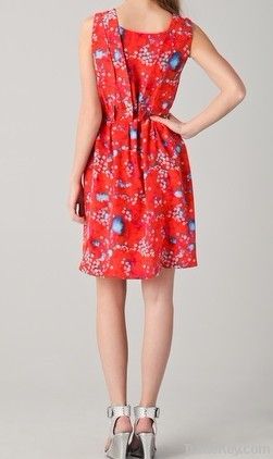 Ladies' Scoop-neck, Print Silk Dress