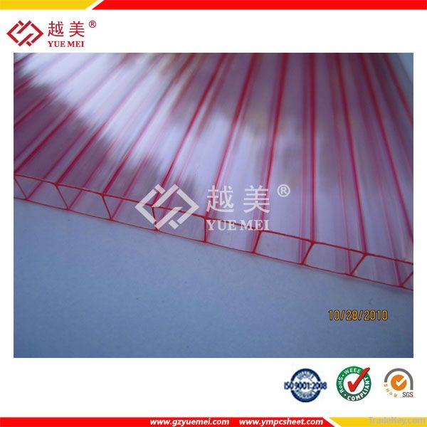 10 years warranty of 8mm hollow twin-wall polycarbonate sheet