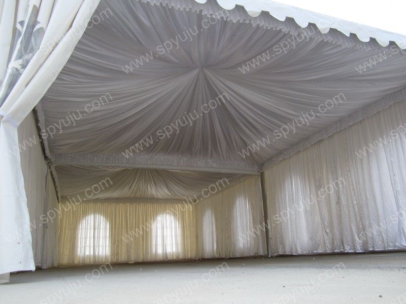 Double peaked 5x10m decorated pagoda tent combined with gutters
