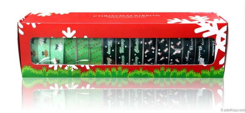 Polyester Grosgrain Ribbon with Christmas Printing