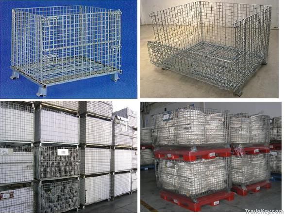 Foldable stackable wire cage