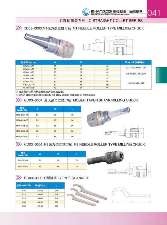 needle roller type milling chuck