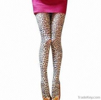 Women's pantyhose with leopard painting