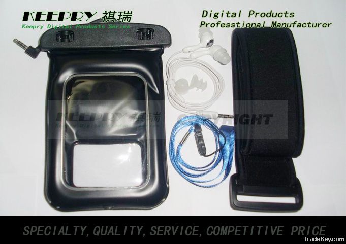 Waterproof Case Bag+Earphones for iPhone Cell Phone MP3