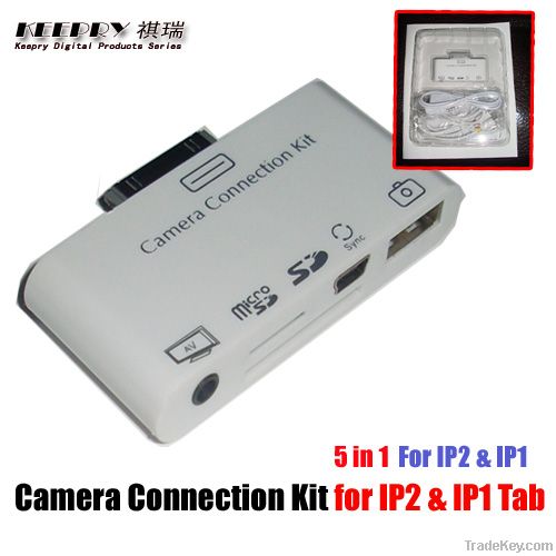 5 in 1 Camera Connection Kit for iPad or iPad 2 + AV USB SD Card Reade