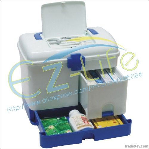 Plastic multi-purpose first aid kit, home medicine organizer case, fir