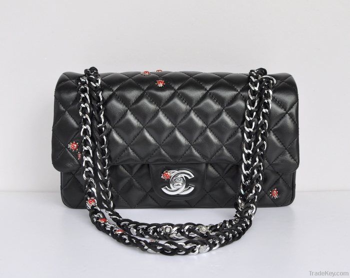CC Black Sheepskin Leather Tote Bag 1112g