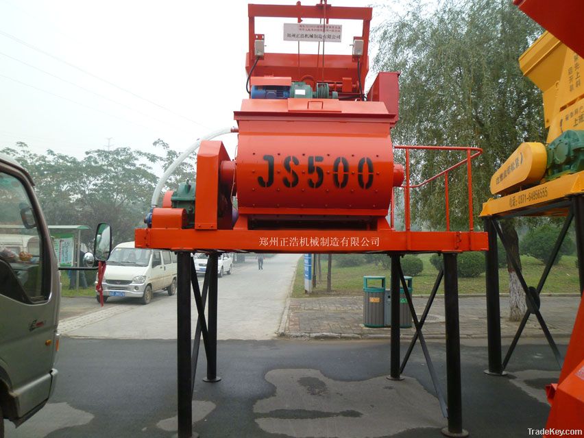JS500 twin shift forced electric Concrete Mixer with lift