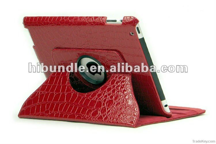 rotating crocodile leather case for ipad 2