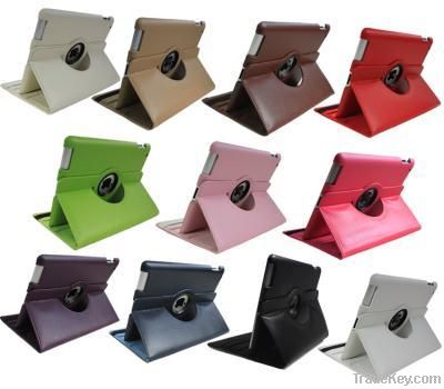 360 rotating leather smart case for ipad 3