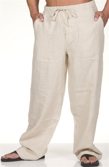 Drawstring Linen Beach Wedding Pants for Men