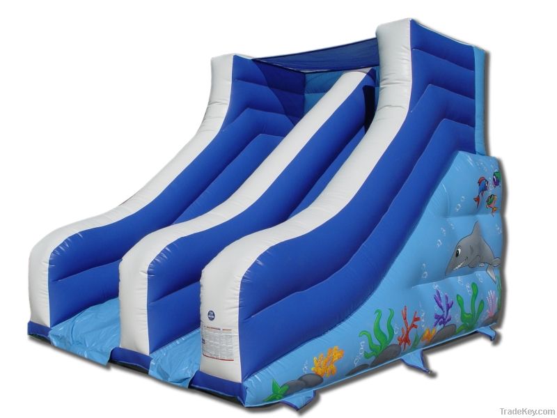 Inflatable dry slide for land use