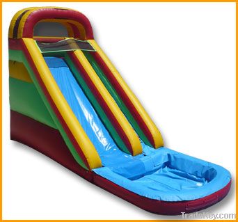 Inflatable water slide for land use