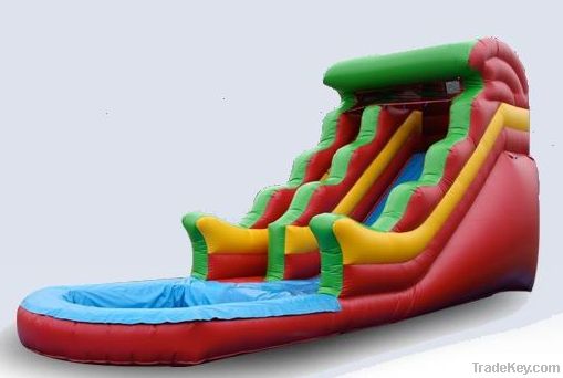 Inflatable water slide for land use