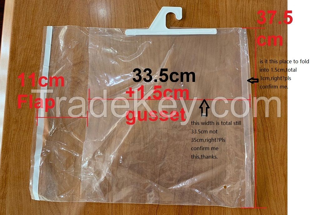 Transparent PE Film Hanger Bag for Clothes