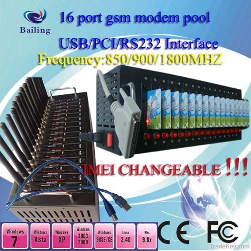 GSM GPRS 16 port USB modem pool for bulk sms  wavecom/siemens module