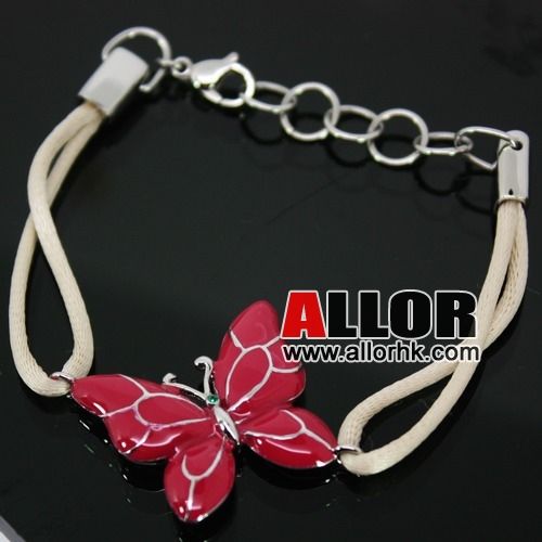 stainless steel butterfly charm adjustable bracelet