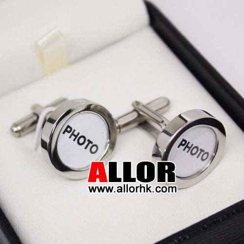 Stainless steel photo frame cufflinks