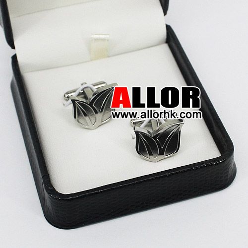 leaf design stailess steel cufflinks