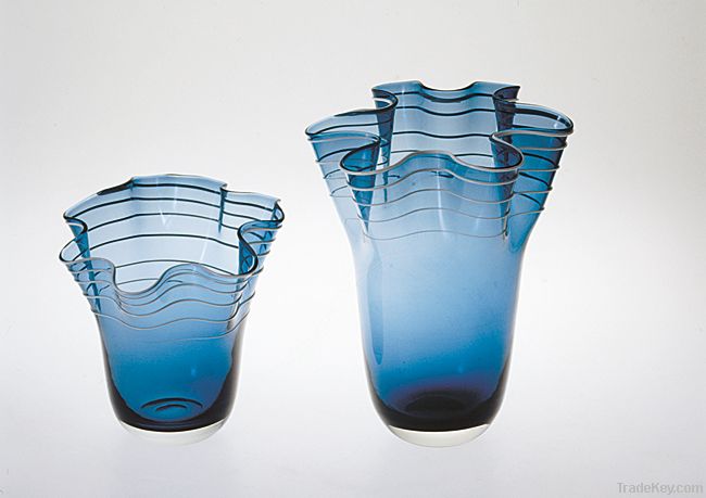 Sky-blue Glass Vase