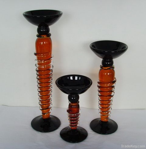 Amber Candle holder with Clear like Silk