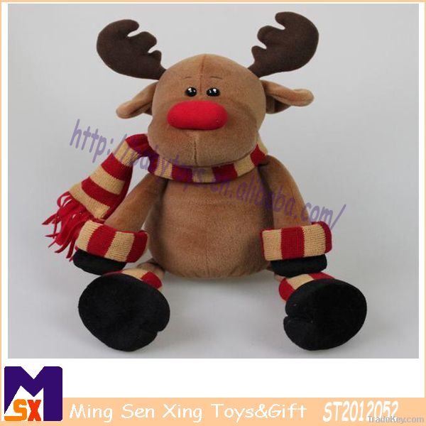 christmas reindeer plush toys with red scarf christmas stuffed toys