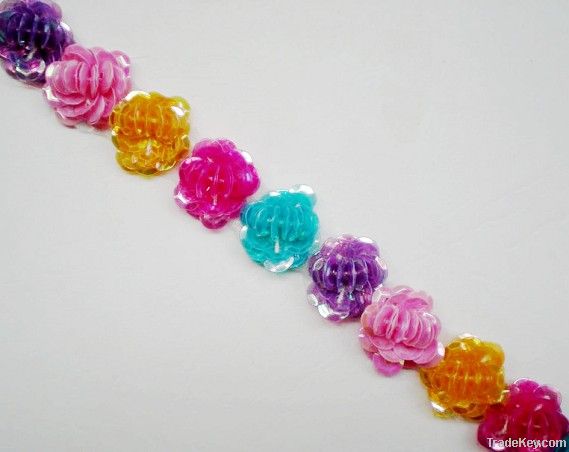 5/8&quot; Sequin Applique Banding Rainbow Flower