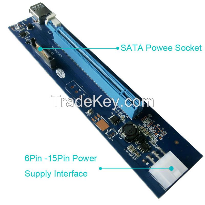 pcie riser 1x to 16x pci express riser card 60cm 3.0 USB riser pci-e converter for bitcoin mining