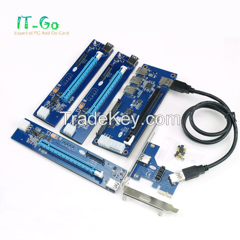 IT-GO PCI-E x1 x16 Expansion kit PCIe x1 1 to 4 External PCI Express 16X slots Riser Card PCIe Port Multiplier Card