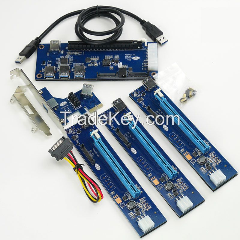 IT-GO PCI-E x1 x16 Expansion kit PCIe x1 1 to 4 External PCI Express 16X slots Riser Card PCIe Port Multiplier Card