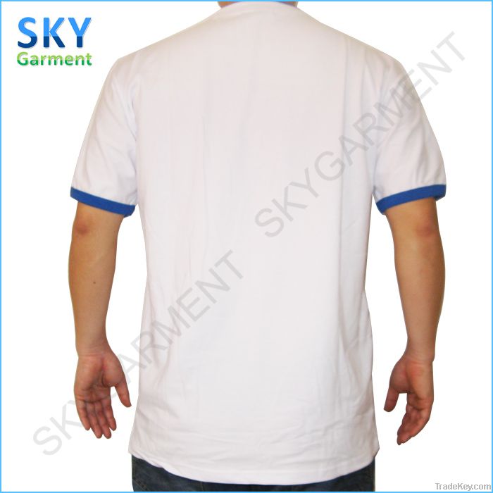 210GSM V-Neck Short Sleeve Cotton Lycra Contrast Tee Shirts
