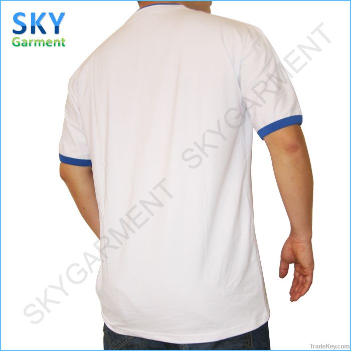 210GSM V-Neck Short Sleeve Cotton Lycra Contrast Tee Shirts