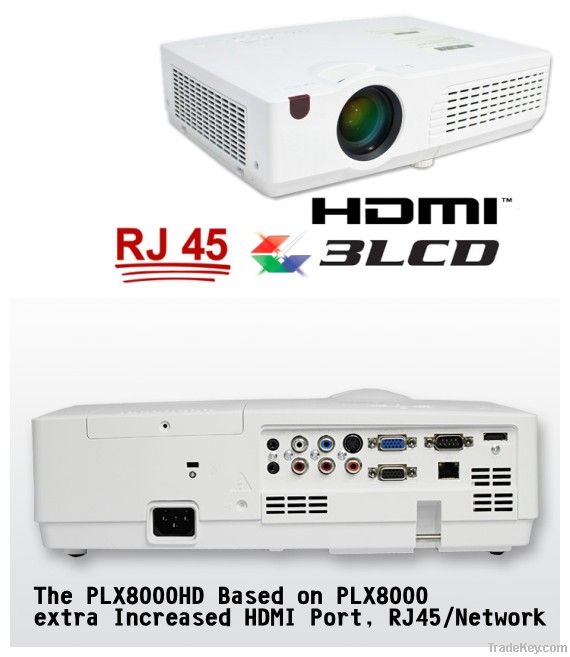 PLX8000HD 3500LM with HDMI RJ45 LCD LED multimedia projector