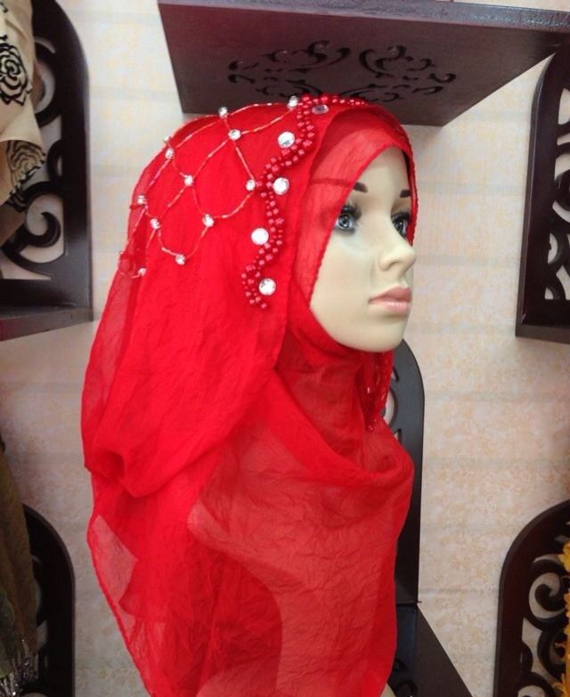 handmade diamond or embroidery headwear hijab