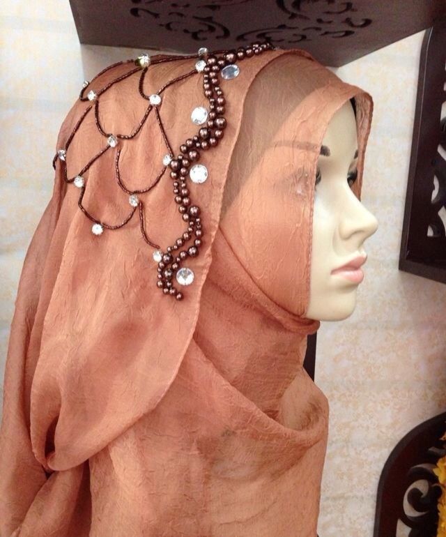 handmade diamond or embroidery headwear hijab