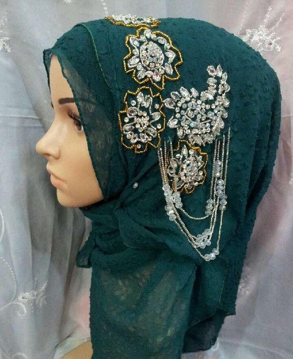 handmade diamond or embroidery headwear hijab