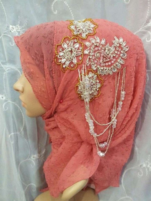 handmade diamond or embroidery headwear hijab