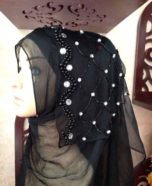 handmade diamond or embroidery headwear hijab