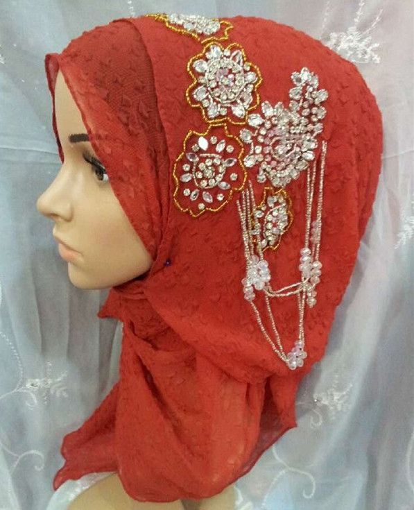 handmade diamond or embroidery headwear hijab