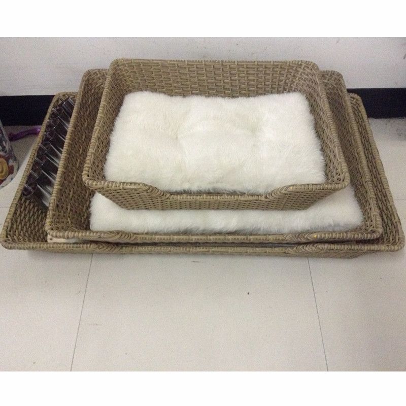 rattan cat bed with plush cushion set, 100%export quality, custom order welcome