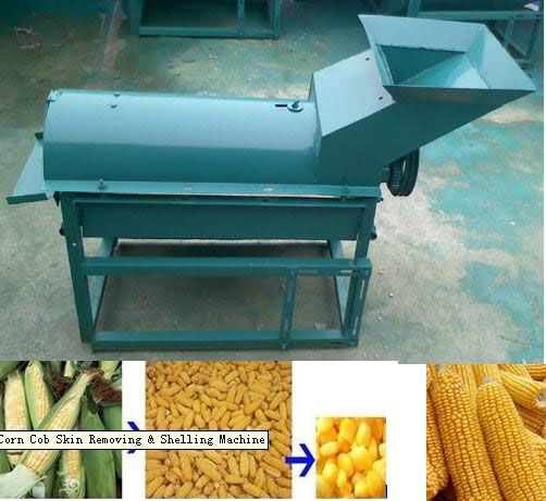 corn peeling and threshing machine