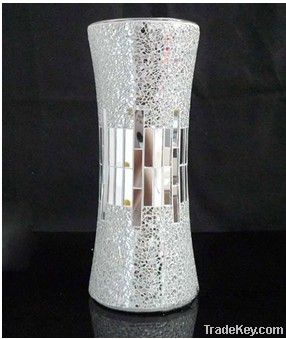 Handicraft Silver Decorative Cheap Mirror Flower Mosaic Glass Vases