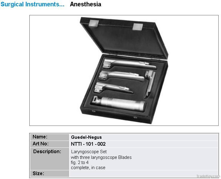 Surgical Instruments. Anesthesia