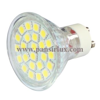 High lumen Lens 3W 24pcs 5050smd glass body GU10 LED spotlight bulb