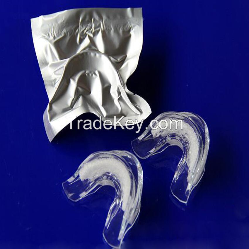 Gel prefilled teeth whitening mouth tray in foil pouch