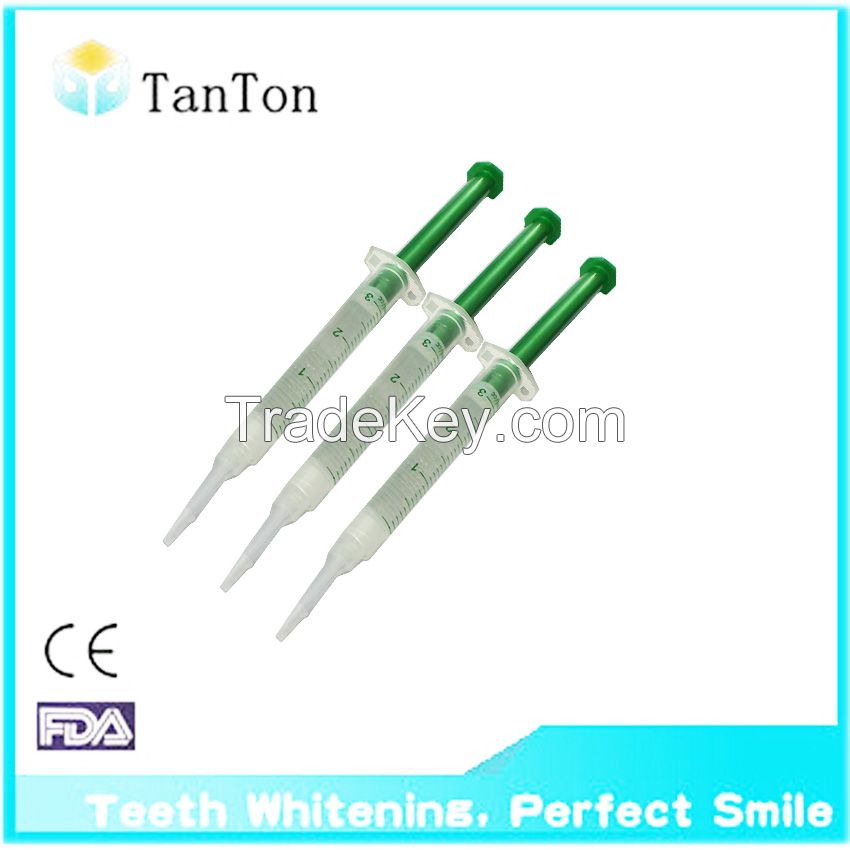 Oral care  teeth whitening gel  with beautiful green syringe