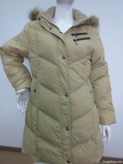 fashionable woman long down jacket